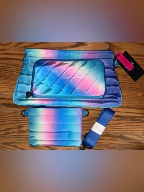 Think Royln Ombre Quilted RFID Crossbody Bag & Wallet Set NWT